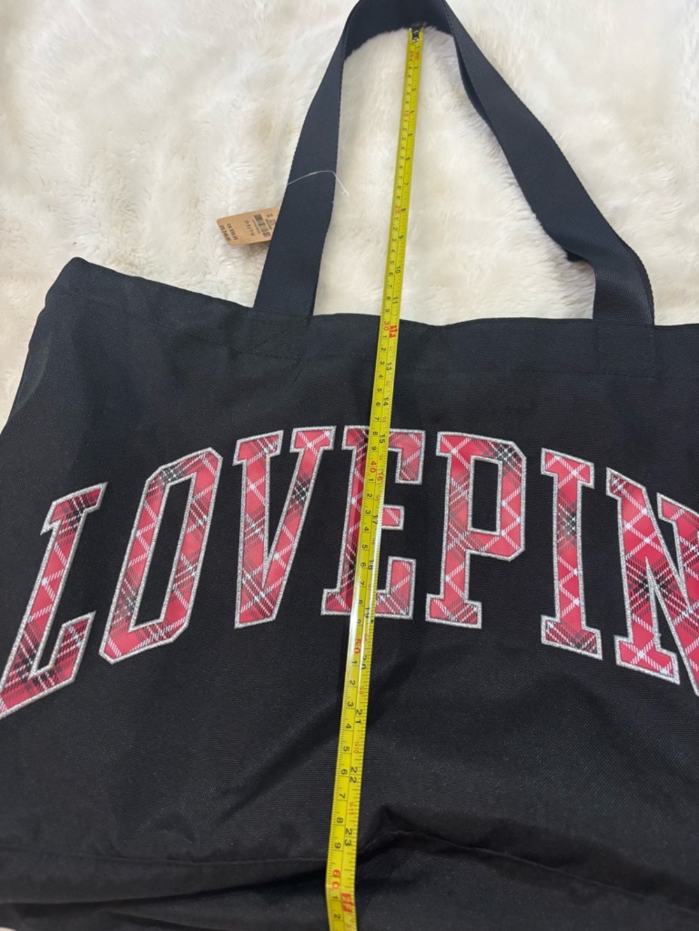 PINK Victoria's Secret Black Tote with Red Plaid LOVE PINK Logo - Picture 7 of 9